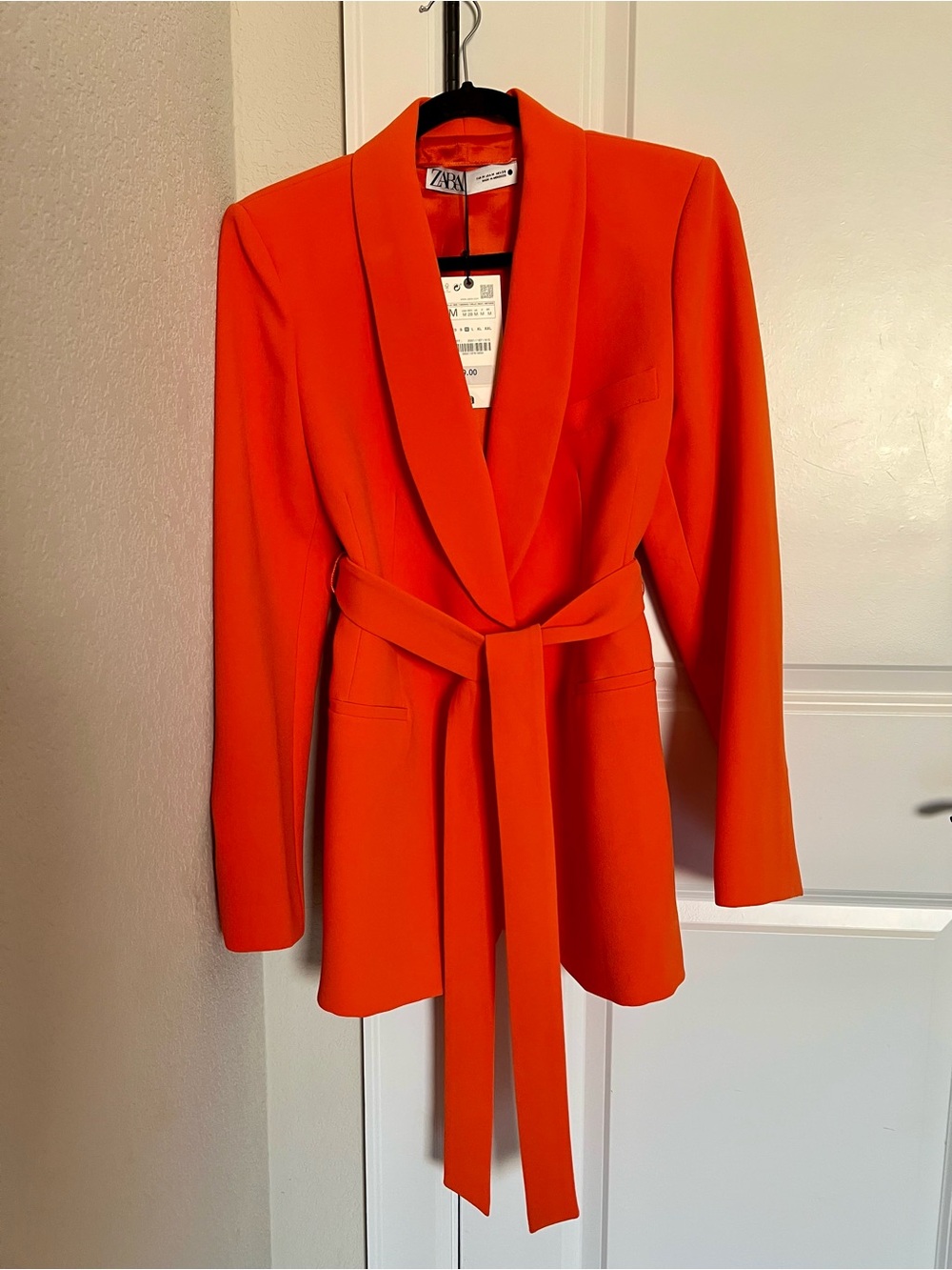 NWT Zara Orange Belted Tuxedo Blazer & Trouser Suit Set Size M - Picture 2 of 13